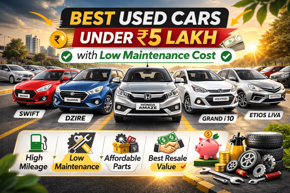 Best Used Cars Under ₹5 Lakh with Low Maintenance Cost